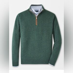 Peter Millar Artisan Crafted Cashmere Green Quarter-Zip Sweater $695